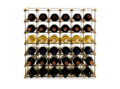 PROREGAL Modulares Weinregal Vinotega Mod Metal HxBxT 52,5 x 62,5 x 24,5 cm 6 x 5 Flaschen Massives Kiefernholz Natur