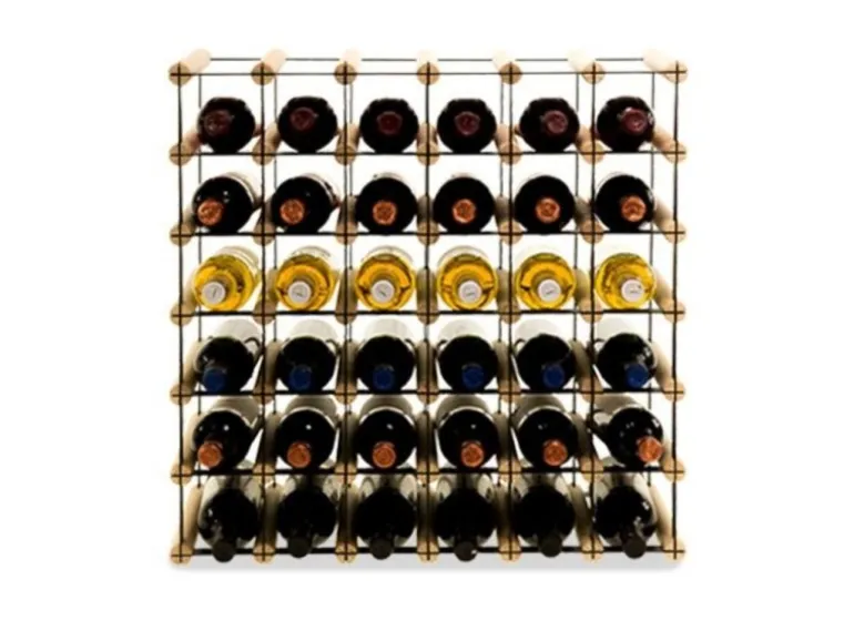 PROREGAL Modulares Weinregal Vinotega Mod Metal HxBxT 52,5 x 62,5 x 24,5 cm 6 x 5 Flaschen Massives Kiefernholz Natur