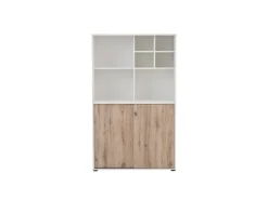 PROREGAL Pigeon Set Aktenregal Aktenschrank & Regalkreuz Breite 100 cm Weiß & Eiche