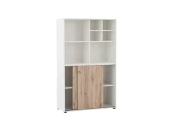 PROREGAL Pigeon Set Aktenregal Aktenschrank & Regalkreuz Breite 100 cm Weiß & Eiche
