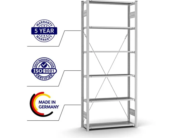 PROREGAL Profi Lagerregal Stecksystem T-Profil Grundregal HxBxT 250 x 100 x 30 cm Fachlast 125 kg Verzinkt