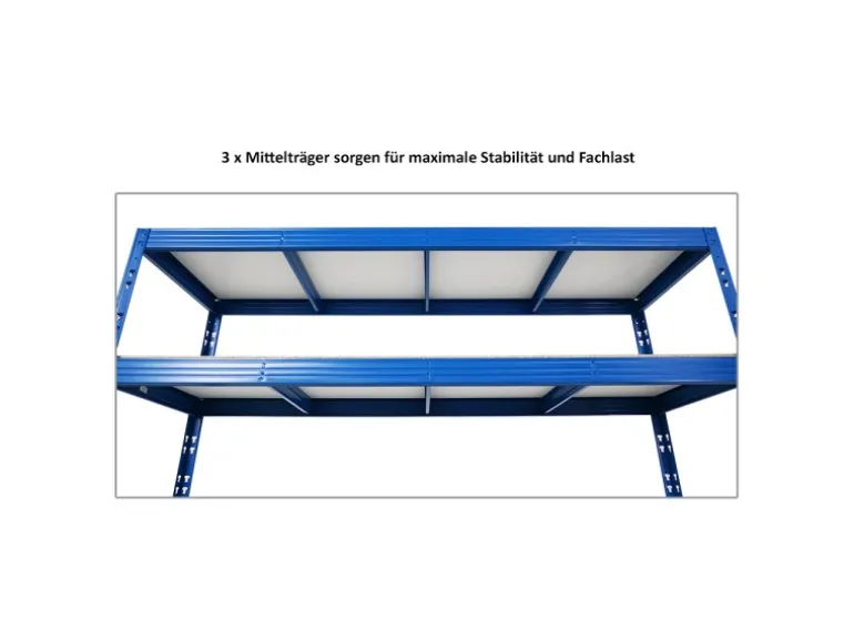 PROREGAL Profi Schwerlastregal Rhino HxBxT 180 x 200 x 60 cm 5 Spanplatten-Ebenen 8mm Fachlast 500 kg Blau