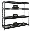 PROREGAL Profi Schwerlastregal Rhino HxBxT 180x200x60cm 4 Gitterrost-Ebenen Fachlast 500kg Schwarz Stecksystem Lagerregal Regalsystem