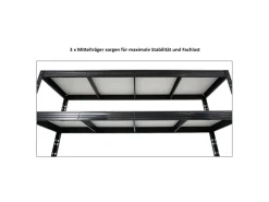 PROREGAL Profi Schwerlastregal Rhino HxBxT 180 x 200 x 60 cm 5 Spanplatten-Ebenen 8mm Fachlast 500 kg Schwarz
