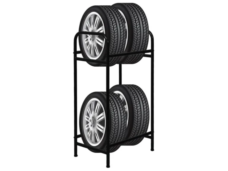 PROREGAL Reifenregal CARRERO HxBxT 104 x 55 x 40 cm Bis Zu 4 Reifen Auf 2 Ebenen Schwarz
