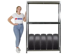 PROREGAL Reifenregal RAGNAR HxBxT 180 x 120 x 40cm Bis Zu 8 Reifen Auf 2 Ebenen + Ablage 265kg Fachlast Verzinkt