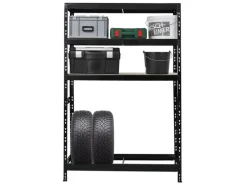 PROREGAL Reifenregal Tiger HxBxT 180 x 120 x 40 cm Bis Zu 6 Reifen Auf 1 Ebene + 3 Ablagen Schwarz