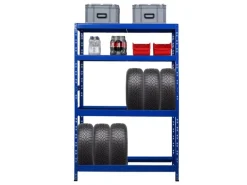 PROREGAL Reifenregal Tiger HxBxT 180 x 120 x 40 cm Bis Zu 12 Reifen auf 2 Ebene Und 2 Ablagen Blau