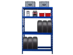 PROREGAL Reifenregal Tiger HxBxT 180 x 120 x 40 cm Bis Zu 12 Reifen auf 2 Ebene Und 2 Ablagen Blau