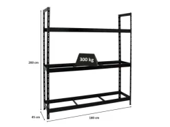 PROREGAL Reifenregal Tiger XL HxBxT 200 x 180 x 45 cm bis zu 21 Reifen auf 3 Ebenen Schwarz