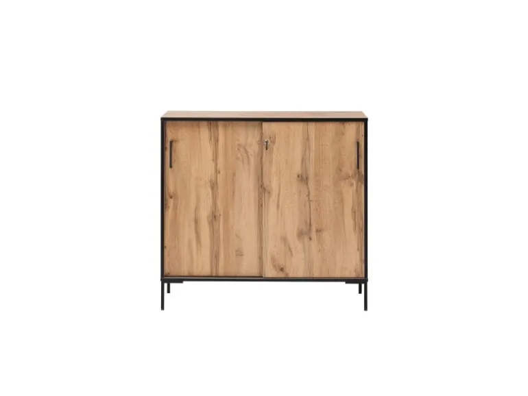 PROREGAL Schiebetürenschrank Panda HxBxT 96 x 100 x 41 cm 2 Fächern & 2 Schiebetüren Eiche