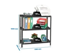 PROREGAL Schraubregal Panda Small HxBxT 100 x 110 x 40 cm Fachlast 90 kg Anthrazit