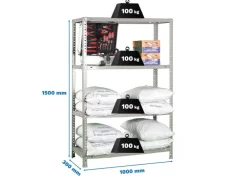 PROREGAL Schraubregal Panda Mid HxBxT 150 x 100 x 30 cm Fachlast 100 kg Grau