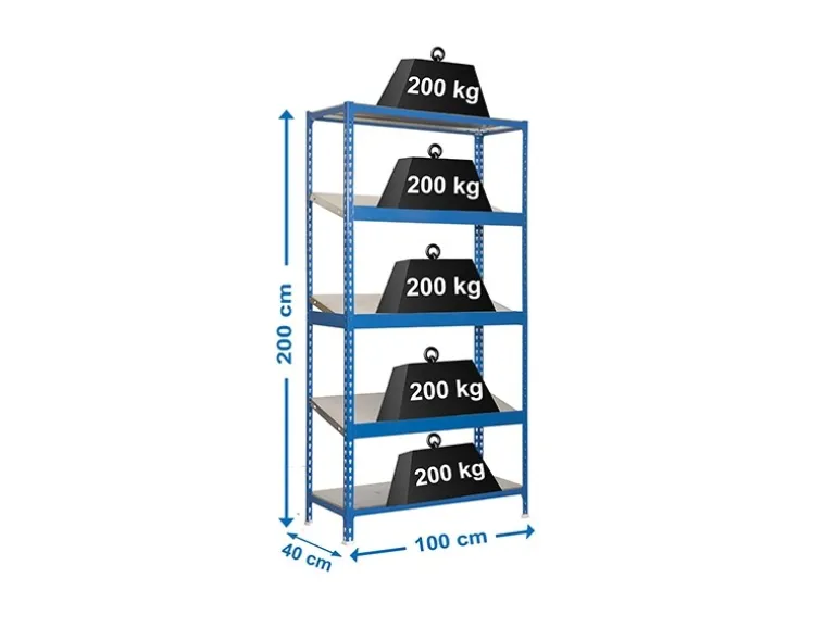 PROREGAL Schrägbodenregal Dowa Stecksystem HxBxT 200 x 100 x 40 cm Fachlast 200 kg Blau