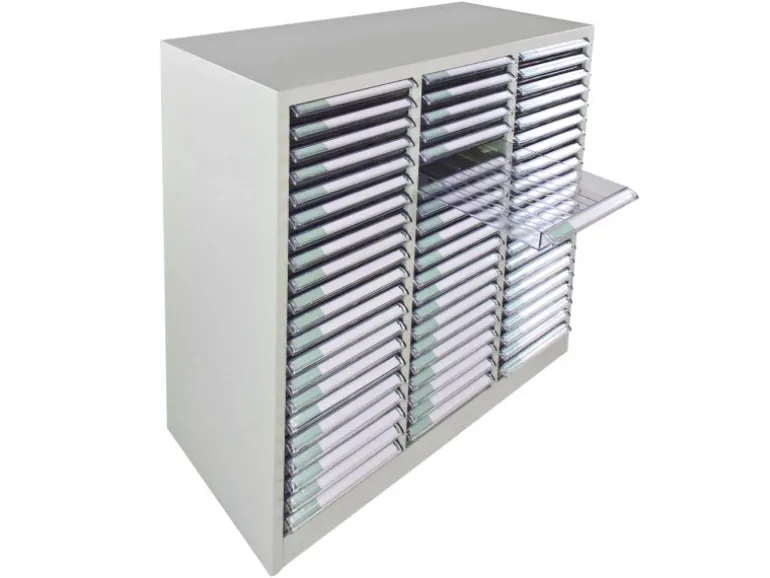 PROREGAL Schubladencontainer Kobra mit 63 Schubladen HxBxT 88 x 80 x 35 cm Lichtgrau