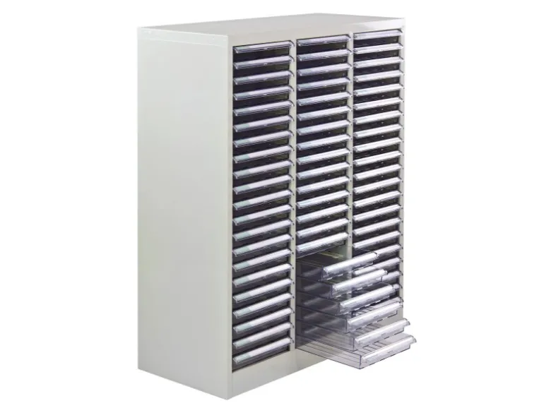 PROREGAL Schubladencontainer Kobra mit 63 Schubladen HxBxT 88 x 80 x 35 cm Lichtgrau