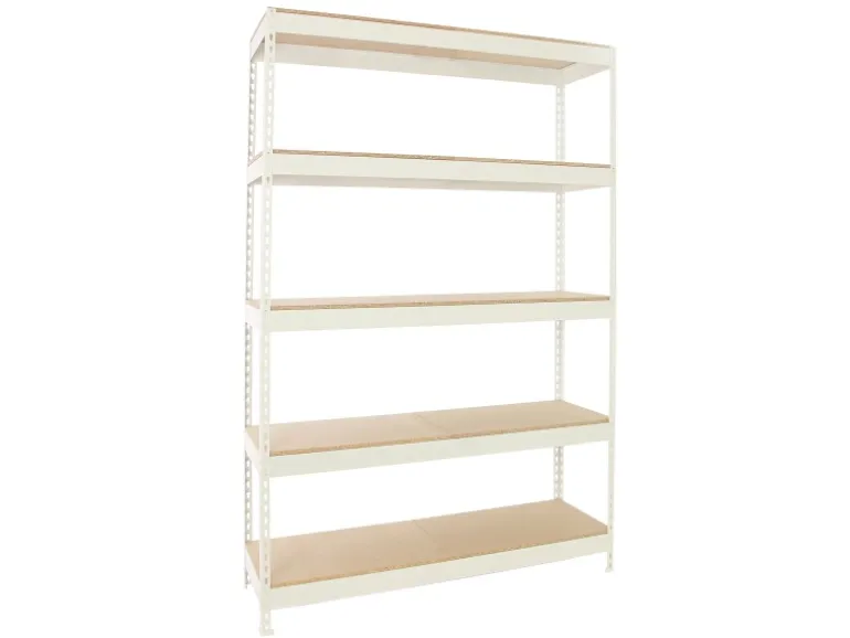PROREGAL Schwerlastregal Extrem Wood Yeti Five HxBxT 300 x 120 x 75 cm Fachlast 400 kg Weiß