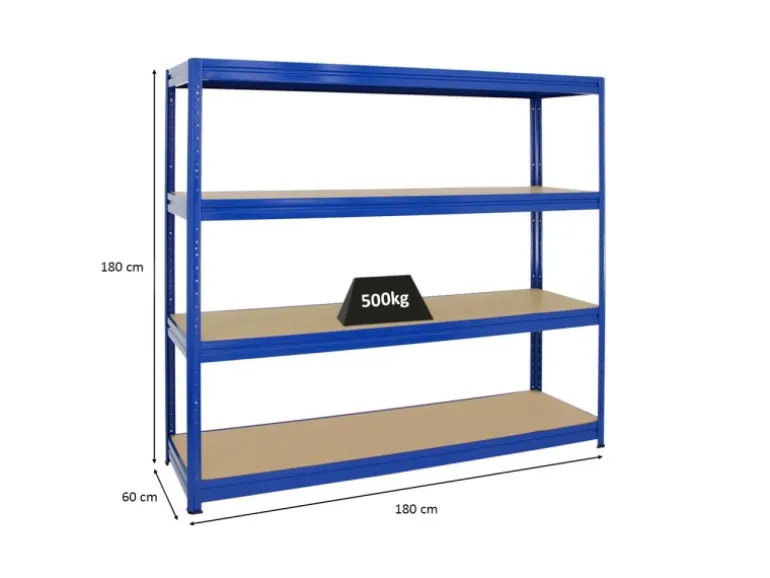 PROREGAL Schwerlastregal Dino HxBxT 180 x 180 x 60 cm Fachlast 500 kg Blau