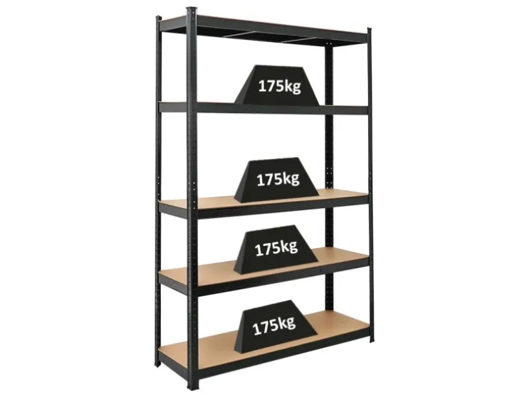 PROREGAL Schwerlastregal Ragnar für Gesamtlast 875 kg HxBxT 180 x 120 x 40 cm Schwarz Kellerregal Steckregal Garagenregal Lagerregal