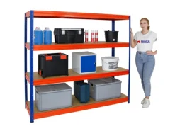 PROREGAL Schwerlastregal Dino HxBxT 180 x 200 x 60 cm Fachlast 500 kg Blau/Orange