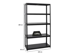 PROREGAL Schwerlastregal Steel Eagle HxBxT 180 x 100 x 40 cm Fachlast 130 kg Schwarz