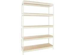 PROREGAL Schwerlastregal Wood Yeti Light Five HxBxT 200 x 100 x 60 cm Fachlast 300 kg Weiß