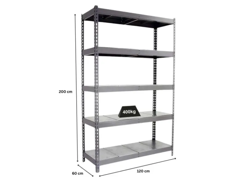 PROREGAL Schwerlastregal Metal Yeti Five HxBxT 200 x 120 x 60 cm Fachlast 400 kg Grau