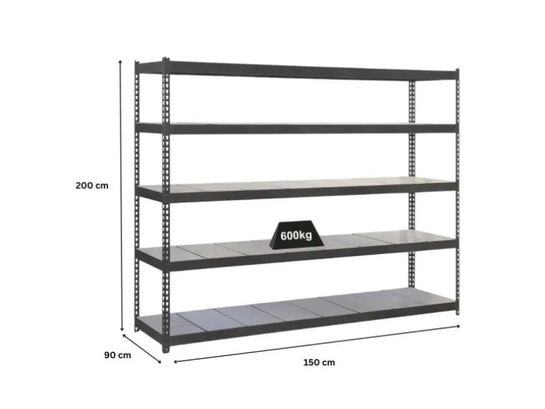 PROREGAL Schwerlastregal Metal Beast Five HxBxT 200 x 150 x 90 cm Fachlast 600 kg Anthrazit