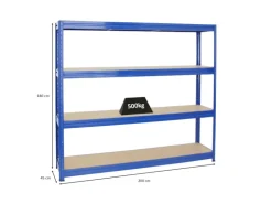 PROREGAL Schwerlastregal Dino HxBxT 180 x 200 x 45 cm Fachlast 500 kg Blau