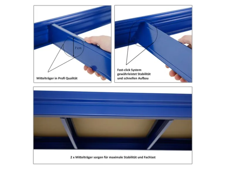 PROREGAL Schwerlastregal Dino HxBxT 180 x 160 x 60 cm Fachlast 600 kg Blau