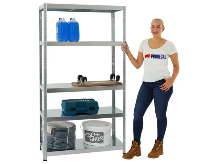 PROREGAL Schwerlastregal Steel Eagle HxBxT 180 x 100 x 40 cm Fachlast 130 kg Verzinkt