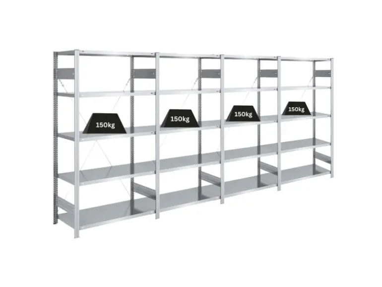 PROREGAL Schwerlastregal Silver Mamba Made In Germany HxBxT 200 x 400 x 50 cm 5 Ebenen Je 150 kg Fachlast Verzinkt