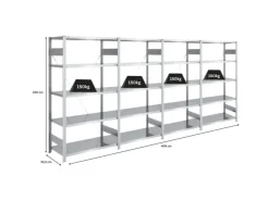 PROREGAL Schwerlastregal Silver Mamba Made In Germany HxBxT 200 x 400 x 50 cm 5 Ebenen Je 150 kg Fachlast Verzinkt