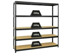 PROREGAL Schwerlastregal Giant Elephant HxBxT 180 x 180 x 45 cm Fachlast 200 kg Schwarz