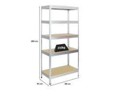 PROREGAL Schwerlastregal Rivet HxBxT 180 x 90 x 45 cm Fachlast 250 kg Innovatives Stecksystem Verzinkt