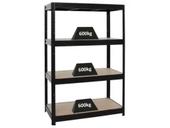 PROREGAL Schwerlastregal DINO HxBxT 180x120x60cm Fachlast 600kg Schwarz
