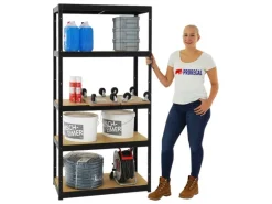 PROREGAL Schwerlastregal Slim Elephant S HxBxT 180 x 90 x 45 cm 5 Ebenen Fachlast 350 kg Schwarz