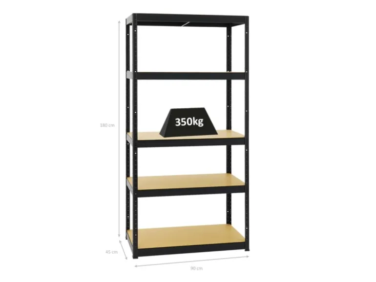 PROREGAL Schwerlastregal Slim Elephant S HxBxT 180 x 90 x 45 cm 5 Ebenen Fachlast 350 kg Schwarz