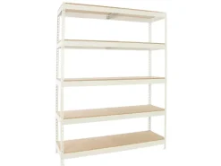 PROREGAL Schwerlastregal Wood Beast Five HxBxT 200 x 150 x 45 cm Fachlast 600 kg Weiß
