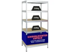 PROREGAL Schwerlastregal Rivet HxBxT 180 x 90 x 60 cm Fachlast 250 kg Innovatives Stecksystem Verzinkt