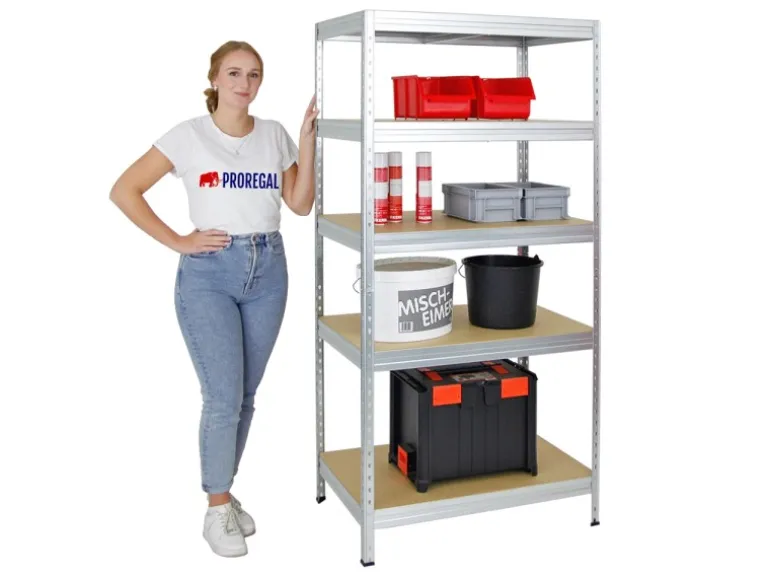 PROREGAL Schwerlastregal Rivet HxBxT 180 x 90 x 60 cm Fachlast 250 kg Innovatives Stecksystem Verzinkt