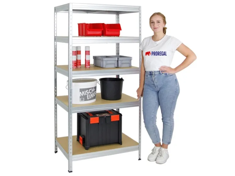 PROREGAL Schwerlastregal Rivet HxBxT 180 x 90 x 60 cm Fachlast 250 kg Innovatives Stecksystem Verzinkt