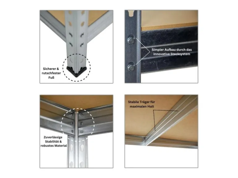 PROREGAL Schwerlastregal Rivet HxBxT 180 x 90 x 60 cm Fachlast 250 kg Innovatives Stecksystem Verzinkt