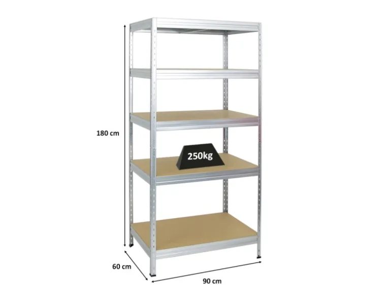 PROREGAL Schwerlastregal Rivet HxBxT 180 x 90 x 60 cm Fachlast 250 kg Innovatives Stecksystem Verzinkt
