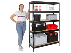 PROREGAL Schwerlastregal Rivet HxBxT 180 x 120 x 45 cm Fachlast 250 kg Innovatives Stecksystem Schwarz