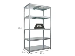 PROREGAL Schwerlastregal Steel Eagle HxBxT 180x100x60cm Fachlast 130kg Verzinkt