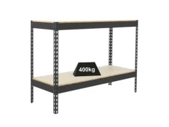 PROREGAL Schwerlastregal Mini Wood Yeti Two HxBxT 90 x 150 x 75 cm Fachlast 400 kg Anthrazit