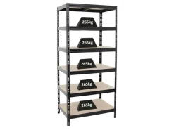 PROREGAL Schwerlastregal Giant Tiger HxBxT 200 x 90 x 60 cm Fachlast 265 kg 6-Ebenen Schwarz