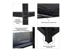 PROREGAL Schwerlastregal Ragnar HxBxT 180x90x40cm 5 Stahlplatten-Ebenen Fachlast 125 kg Schwarz
