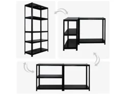 PROREGAL Schwerlastregal Ragnar HxBxT 180x90x40cm 5 Stahlplatten-Ebenen Fachlast 125 kg Schwarz